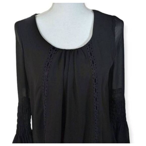 SEQUIN HEARTS BLACK BELL SLEEVE DRESS SZ.S EUC. - Picture 2 of 8